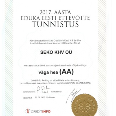 2017. aasta eduka eesti ettevõtte tunnistus